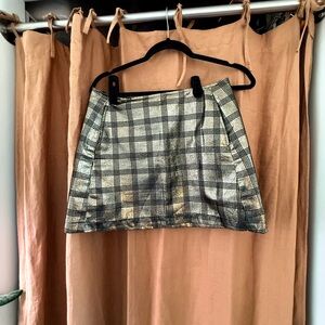 Urban Outfitters Green and White A-Line Mini Skirt